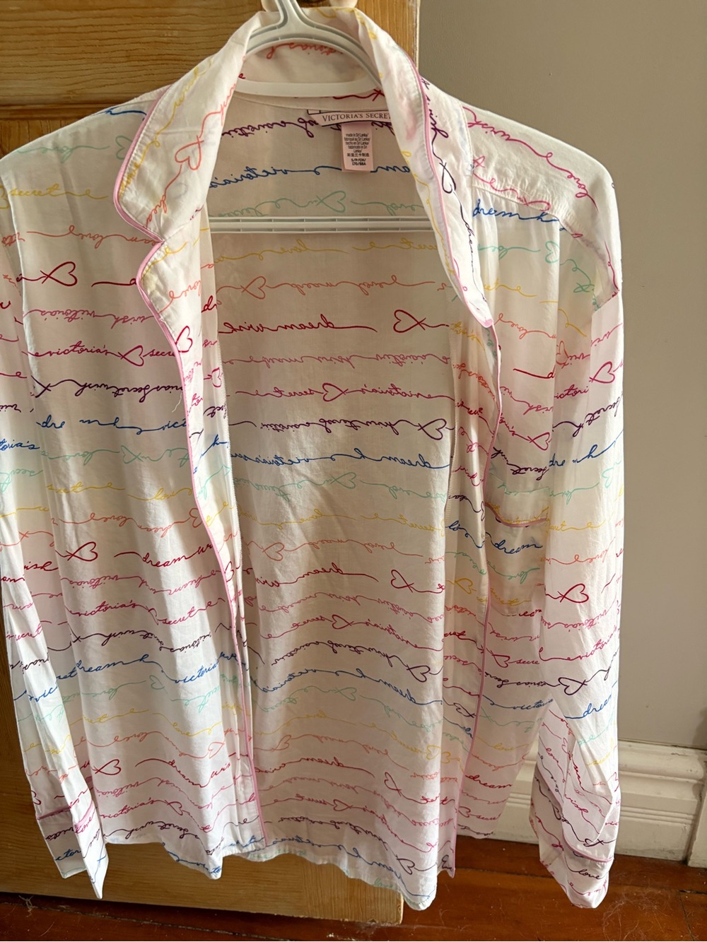 Victoria's Secret White Top with Multicolor Script
